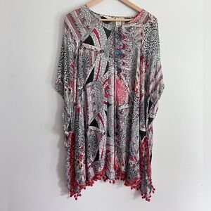 Soft Surroundings Kimono Boho Cardigan Topper Tassels Drape One Size